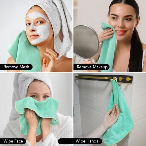 SINLAND Microfiber Facial Cloths Fast Drying Washcloth 12inch x 12inch Absorbent Face Wash Cloth Soft Makeup Remover Cloths