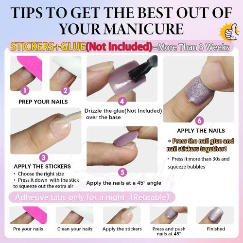KQueenest Baby Pink Cat Eye Press on Nails Short, 30 Pcs Acrylic Press on Nails Square, Sparkly Glitter Black Fake Nails Press on Short, Reusable Soft Gel Glue on Nails for Women, Gothic Design