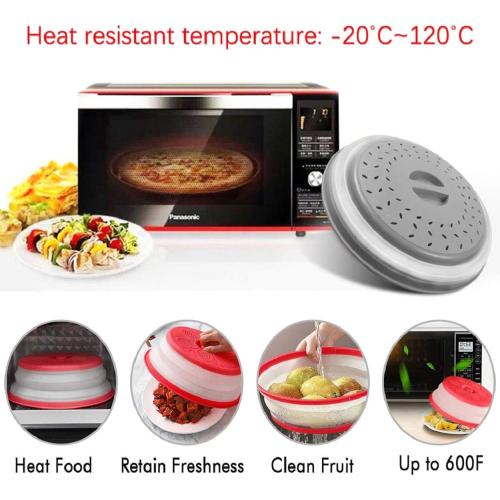 MMDcase [2 PCS]Microwave Splatter Cover Vented Collapsible Microwave Food Cover With Easy Grip Handle, Dishwasher-Safe, BPA-Free Silicone & Plastic, 10.5 Round
