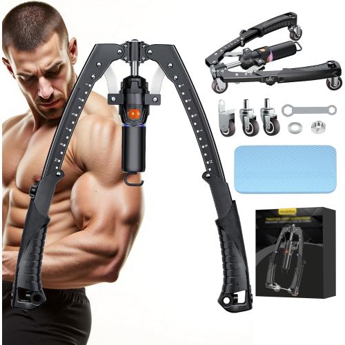 Twister Arm Trainer, 3 in 1 Hydraulic Power Chest Workout Equipment with Ab Roller Wheels and Hooks, Adjustable 22-440lbs Arm Trainer for Men Women, Home Gym Equipment for Full Body Strength Training