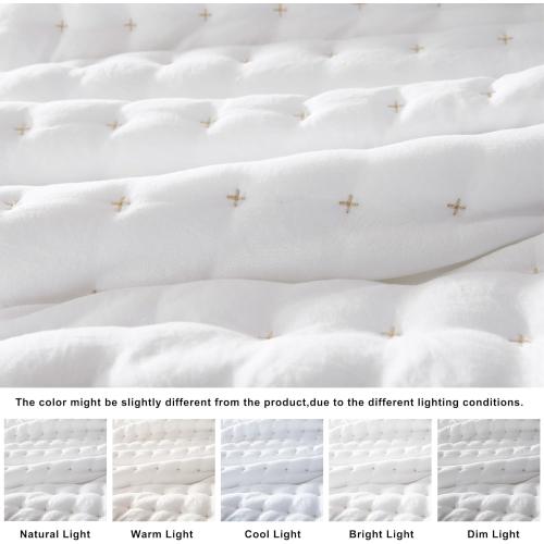 White  Size California Cal King Size Quilt Bedding Sets with Pillow Shams, Oversized Lightweight Soft Bedspread Coverlet, Quilted Blanket Thin Comforter Bed Cover, 3 Pieces, 116x106 inches