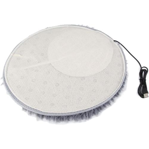 Cat Plush Mat Cat Heating Mat Plush Four Seasons USB Charging Interface Pet Electric Blanket Heating Pad Mat for Small Dogs Cats (Silver Gray)