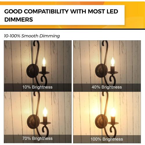 Hizashi 90 CRI Candelabra LED Light Bulbs 60 Watt, 2700K Warm White, E12 LED Bulb Dimmable, B11 Chandelier Light Bulbs, 6W, 550LM, Candle Light Bulbs, UL Listed, 12 Pack