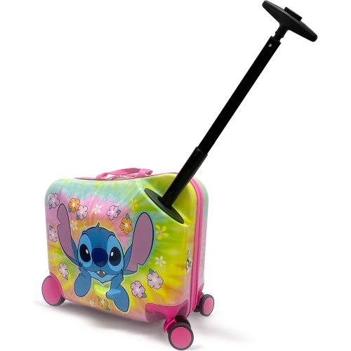 Fast Forward 18 Lilo And Stitch Kids Ride on Luggage-HardShell Rolling Travel Suitcase-Lightweight Ride On Suitcase For Kids