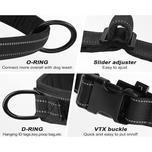 No Pull Dog Harness Black for Small Medium Large Sized Dog, Reflective Escape Proof Adjustable Dog Harnesses with 2 Patch, S