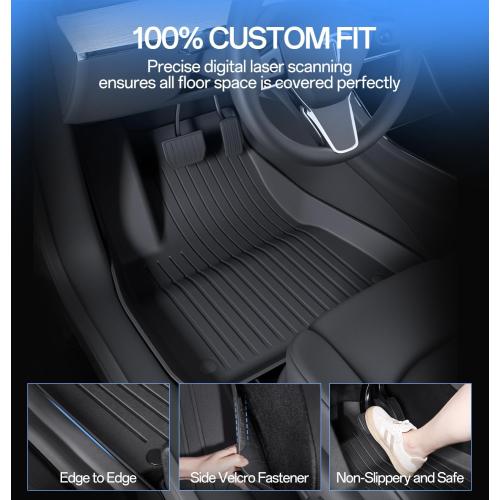 Floor Mats Fits for Tesla Model 3 2023-2018 - All Weather TPE Custom Fit Car Mats Floor Liners, Custom Fit, 3-Piece