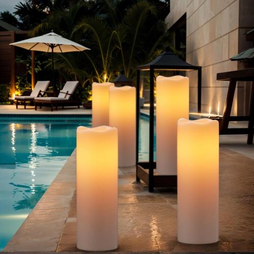 14 Large Outdoor Solar Flameless Candles Waterproof Dusk to Dawn