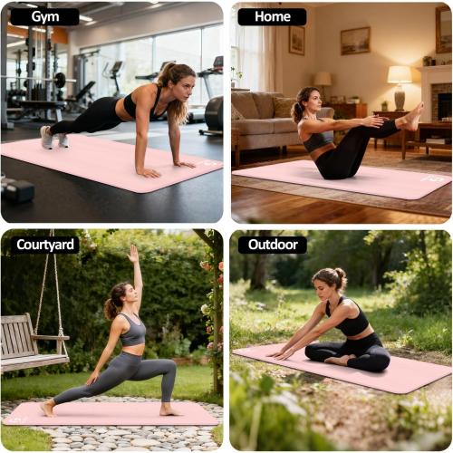 ‼️light lavendar‼️Gruper Yoga Mat Non Slip NBR Extra Thick Yoga Mat, 72L x 32/24W x 0.6/0.4TH (185cm x 80cm/61cm x 15mm/10mm), Anti-Tear Exercise Mat with Carrying Strap and Bag, Workout Mats for Yoga, Pilates