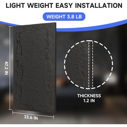 Stone 3D Wall Panels,4-Pack PU Wall Panels, 23.6*47.2 Wall Paneling for Interior Wall Decor, Faux Stone Wall Panel for Accent Wall Decor, Sophisticated & Stylish 3D Wall Decor(Space Dark)
