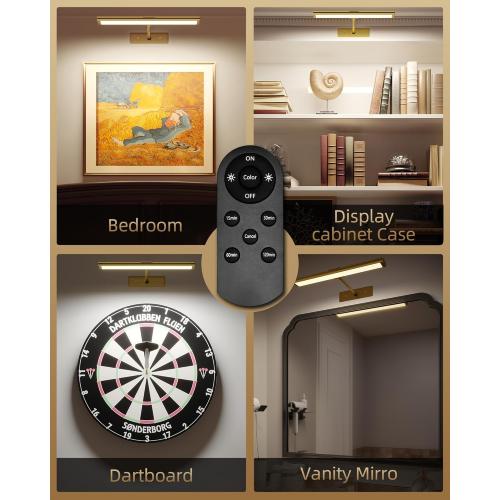 EZVALO Picture Light for Wall, 16'' Rechargeable 4800mAh Battery Lights Wireless Remote, Dimmable Magnetic LED Art Painting Light with 3 Color Temperatures, Display for Gallery, Living Room, Hallway