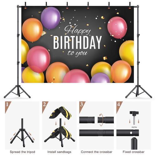 10x7.5Ft Backdrop Stand, Heavy Duty Adjustable Photo Back Drop Stand for Party, Photography, Banner Stand (Includes Six Background Stand Clamps)