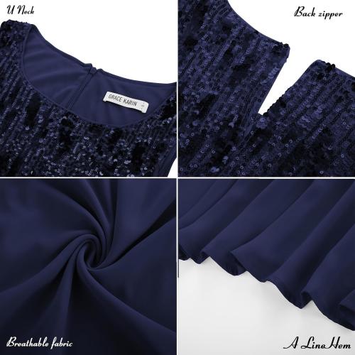 Size L ...GRACE KARIN Wedding Guest Dress Mother of The Bride Dresses Two Piece Formal Sequin Dress with Jacket Tea Length 2025