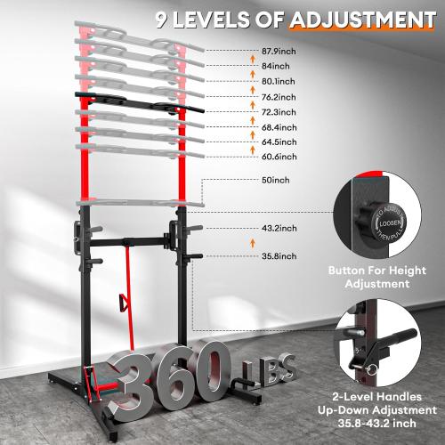 ONETWOFIT Foldable Power Tower Pull Up Bar Station, Multi-Function Adjustable Height Pull Up Dip Station for Home Gym Workout, Strength Training Fitness Equipment, Pull Up Stand 360LBS/Pro 400LBS/Pro Max 600LBS