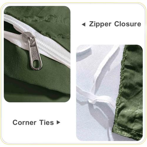 Nanko Olive Green Duvet Cover King Size, 3pc Boho Tufted Microfiber Bedding Comforter Cover Set, All Season Aesthetic Shabby Chic Soft Embroidery Textured Geometric Quilt Cover (104x90)