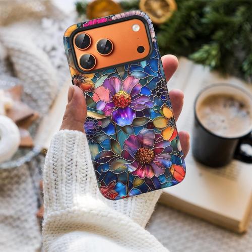 Compatible with iPhone 17 Pro Case 6.3”, Cute Floral Flower Patterns Shockproof Protective Aesthetic Phone Case with Stylish Designs for Women Girl, Vibrant Defined Blossoms
