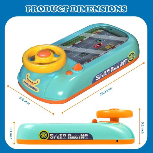 Car Racing Adventure Toy with Steering Wheel, Racing Adventure Car Steering Wheel Driving Games for Age 3  Year Old with Musical for Boys and Girls Xmas Birthday Gift