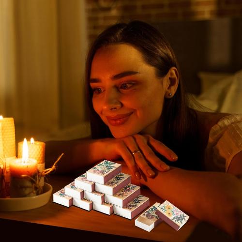 60PCS Blank Matches Containers 2.24 x 1.42 x 0.59 inches Vintage Flower Match Storage Boxes DIY Match Holder with Double-Sided Striker for Wedding Bridal Shower Baby Shower Party Favor(No Matches)