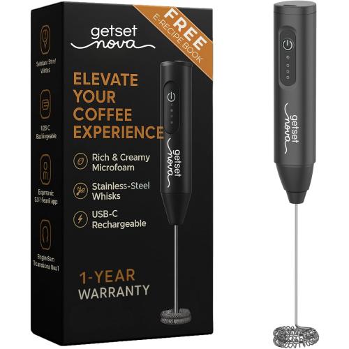 Nova Rechargeable Milk Frother & Coffee Whisker with Dual Spring Tech | 1 Year Replacement Warranty (MILK FROTHER)