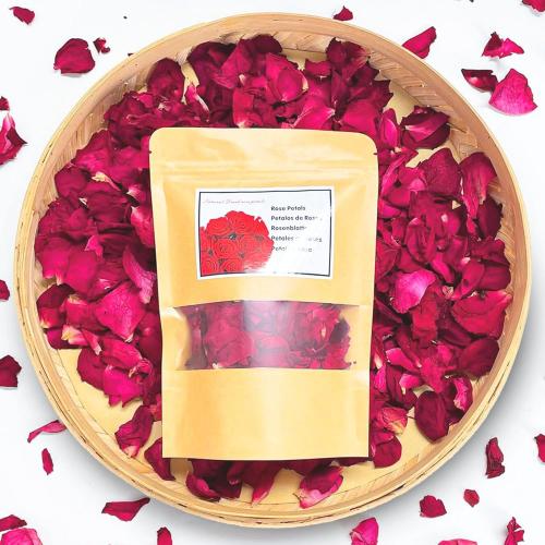 Fortunate Flowers Red Dried Rose Petals for Wedding, 1.75oz/50g Dried Red Flower Petals for Wedding, Real Fresh Dried Rose Flowers Petals for Bath, Confetti, Flower Girl, DIY Crafts, Bridal Shower