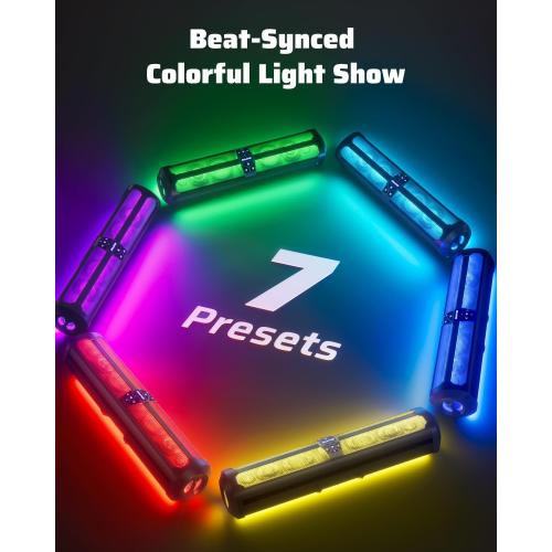 Ehaho Rumble-X Series UTV Sound Bar, 8-Speaker Metal ATV Soundbar BT w/Broadcast Party Mode & Music Sync Multicolor, 29 Golf Cart Sound Bar Compatible with Polaris RZR Can-Am, for 1- 2 Roll Cage