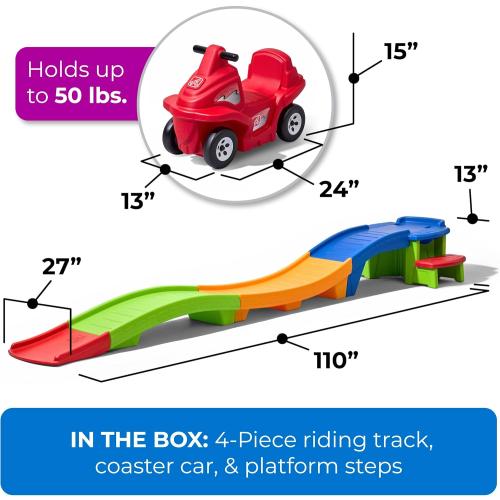 Step2 Up & Down Roller Coaster Toy for Kids, Ride On Push Car, Indoor/Outdoor Playset, Toddlers Ages 2 - 5 years old, Compact Storage, Max Weight 50 lb., Multicolor