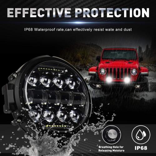 Round LED Work Light, 60W Flood Spot Combo Beam LED Light Bar with Daytime Running Light, 4PCS Off Road Driving Lights for Truck Pickup SUV ATV UTV
