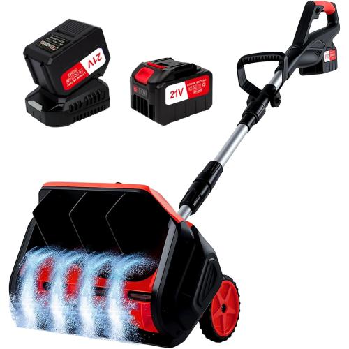 Cordless Electric Snow Shovel with Wheels, Snow Blower 17-Inch Width, 2×4.5Ah Large Battery & Quick Charger, Brushless Motor, Directional Plate, Support Wheels for Smooth Back-and-Forth Operation