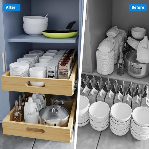 Wooden Pull Out Cabinet Organizer, 1PC 21” W x 21” D Soft Close Slide Out Wood Drawer Storage Shelves for Kitchen, Base Cabinet Organization for Pantry, Finished, Heavy-Duty, Bottom Assembly
