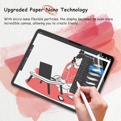 2 pack bersem New Paperfeel Screen Protector Compatible with iPad Pro 11 Inch 2024 (M4), Matte PET Film for Paper Art Writing, Friendly, Anti-Glare, Case Friendly, Easy Installation,