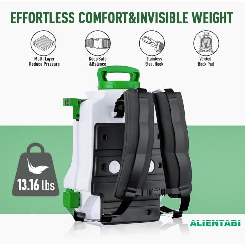 White and Green Battery Backpack Sprayer, Battery Powered Backpack Sprayer 36/65 PSI for Low Budget in Lawn and Garden 4GL for Weed/Pest Control, Watering