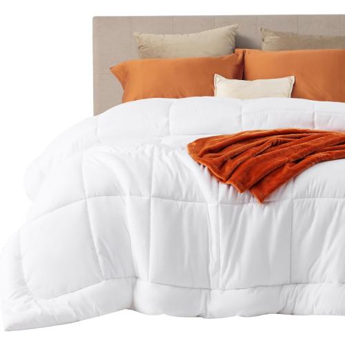 Bedsure Comforter Duvet Insert - Quilted Comforters King Size, All Season Duvet, GentleSoft Down Alternative Bedding, with 8 Tabs, Gifts for Women/Men, White, King 90 x 102 Inches