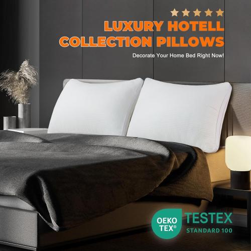 Bed Pillows for Sleeping Firm and Soft Set of 2, Supportive & Comfortable Down Alternative Pillow, Luxury Hotel Gusseted Pillows for Side and Back Sleepers (White, Standard(Pack of 4))