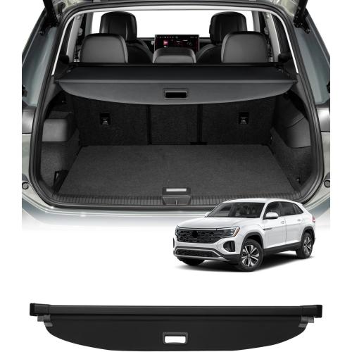 Powerty Cargo Cover for 2020-2025 2026 VW Volkswagen Atlas Cross Sport Accessories Rear Trunk Cover Luggage Cover Retractable Trunk Shielding Shade Cargo (NOT for VW Atlas)