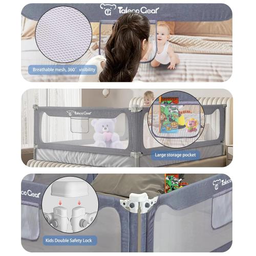 G TALECO GEAR Bed Rail for Toddlers, Stable Protective Bed Side Rails, Baby Bedrail Guard for Twin Full Queen & King Size Bed (78.7 Inch, 1 Piece)