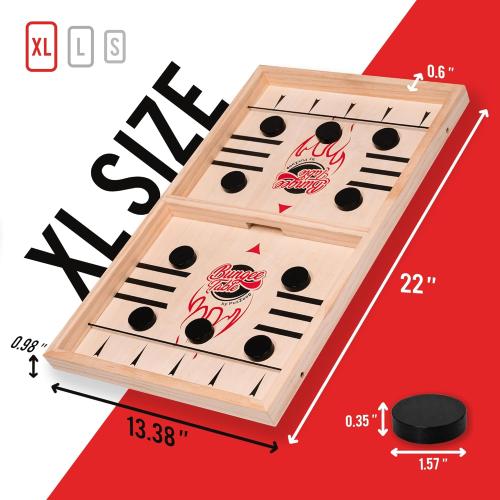 Fast Sling Puck Game - Test Your Speed and Accuracy with This Fast-Paced Wooden Air Hockey Board Game - Guaranteed Fun for Family Night or Friends Party