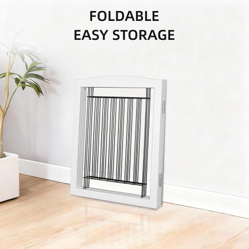 Dog Fence Indoor,Dog Gate Indoor for Doorway pet gate -3-Panel Freestanding, Hallways, House or Stairs -60x24-Inch Retractable Foldable Expandable Wood Pet by SFJC (White)