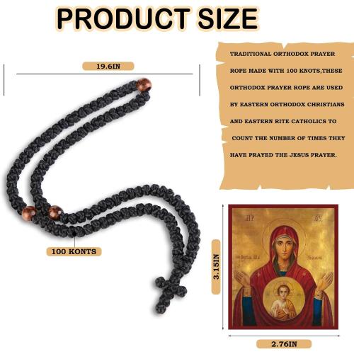Handmade Orthodox Prayer Rope 100 Knots with Braided Cross Red Bead