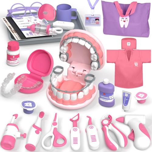 Lehoo Castle Doctor Kit for Toddlers 3-5 Girls, Kids Dentist Play Set, Toys for 3 4  Year Old Girls, Pretend Play for Toddlers, Kids Doctor Playset, Medical Kits for Boys 3 4 5