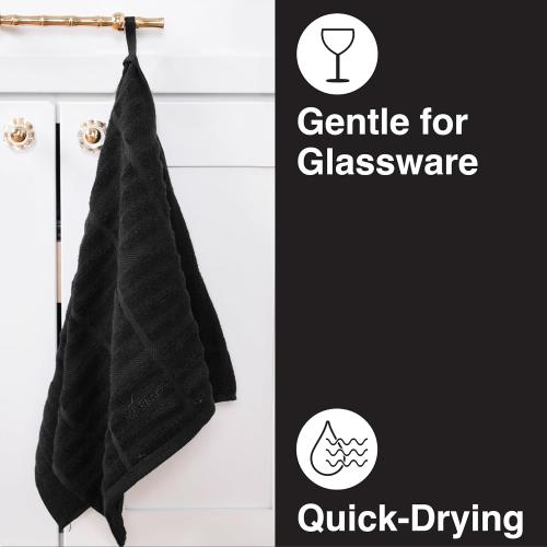 All-Clad Solid Kitchen Towel: Highly Absorbent, Super Soft Long Lasting - 100% Cotton, 17x30 Tea Towel for Cleaning & Drying Dishes, Pans, Glassware, or Countertops, (6-Pack), Black