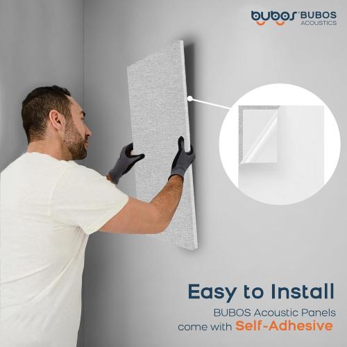 BUBOS 9 PCS Acoustic Panels,23.6''x11.8'' Fabric Soundproof Wall Panels,Self-adhesive Sound Absorbing Panels for Studios, Office, Home Theater,Fabric-Clad Grey