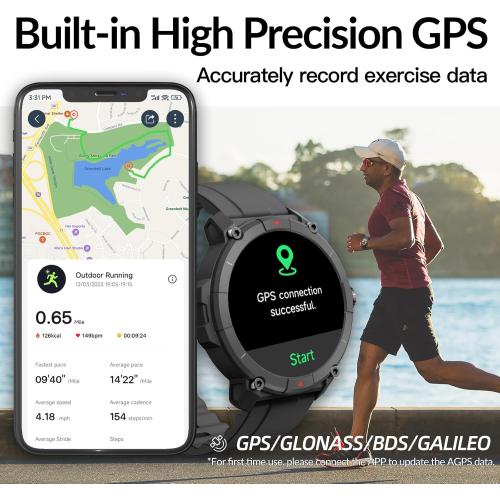 Running Watch, GPS Smart Watch That Record Your Pace, Heart Rate and More Exercise Data,100  Sport Modes,Customized Plan,Waterproof,Bluetooth Calling,Alexa Built-in,GPS Watch for Men & Women
