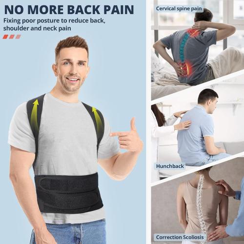 Fitsupport Back Brace Posture Corrector for Women and Men Back Lumbar Support Shoulder Posture Support for Improve Posture Provide and Back Pain Relief XXLarge(Pack of 1)