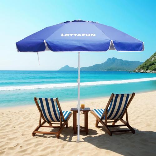 6ft Beach Umbrella - Heavy Duty Wind Resistant UV 50  Portable Sun Shade with Sand Anchor & Carry Bag, Outdoor Folding Umbrella for Beach, Pool, Patio, Garden (Dark Blue)