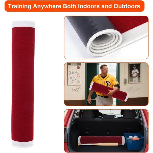 Baseball Hitting Mat, Home Plate Mat with Anti-Slide Rubber Back, Portable Batters Box Turf Mat Baseball for Hitting Practice - Indoor and Outdoor Use
