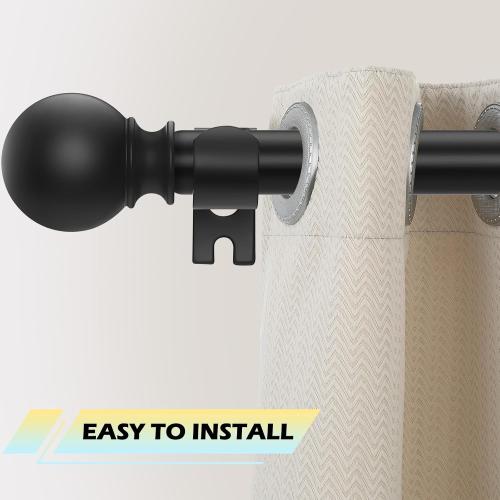 Black Curtain Rods 28 to 48 Inches(2.3-4 Feet),5/8 inch Splicing Drapery Rods,Small Curtain Rods Set,Size: 18''-45'',Matte Black