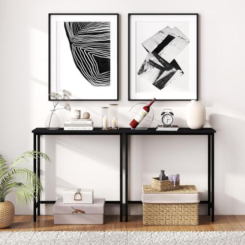 HollyHOME Narrow Console Table, 29.5 Slim Entryway Table, Sofa Stand, Hallway Shelf for Hallway, Bedroom, Living Room, Foyer, Black