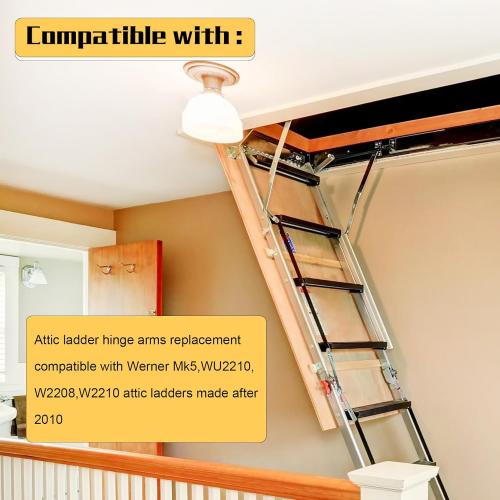 55-2 Attic Ladder Hinge Arms with High-Tension Springs -Suitable for Werner Attic Ladders Manufactured After 2010, Compatible with Werner WU2210, W2208, W2210 Models - Durable Steel Construction‌