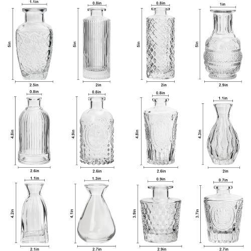 RUCKAE Small Clear Bud Vases Bulk 22 Pack Mini Flower Glass Vases for Centerpiece Table Wedding Decorations Home Decor Party(Transparent)
