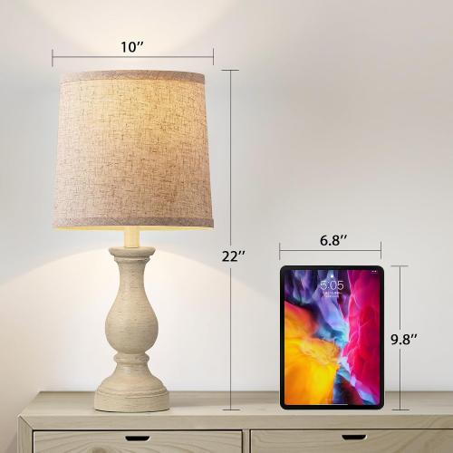 COLOR BEIGE ❗❗Seealle Farmhouse Table Lamps Set of 2 - Rustic Lamp for Bedroom Living Room, 22 Boho Bedside Lamps for Night Stands End Table Office Desk Lamp Nightstand Clearance with Linen Shades