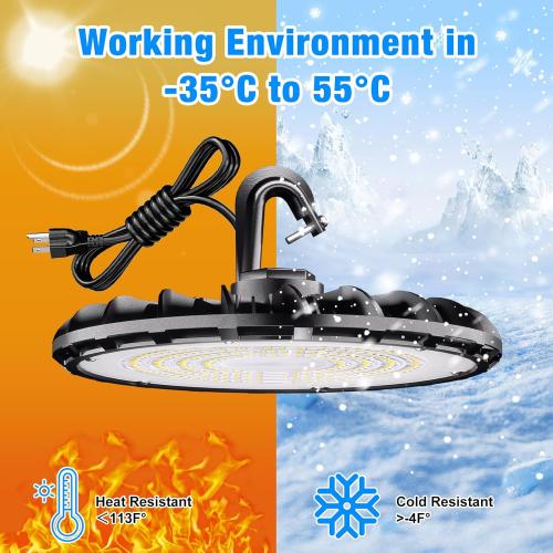 150W UFO LED High Bay Light - UL Listed, 5000K Daylight, 16,500LM, IP65 Waterproof for Warehouse/Factory/Workshop - High Bay LED Shop Lights Plug-and-Play with 7-Year Warranty (10-Pack 120V)